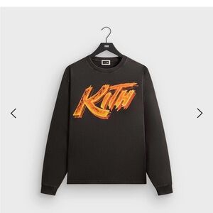 Kith Men’s Black Long-Sleeve Logo Sweatshirt with Orange Graphic NWT Size XS